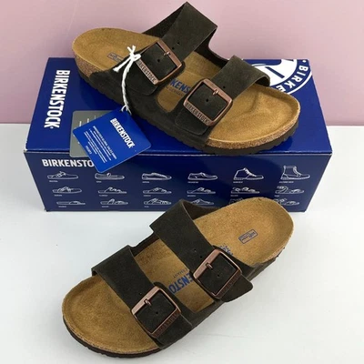 Birkenstock Arizona Mocha Soft Footbed Suede Leather Women's Sandals shoes SALE - Image 1 of 4