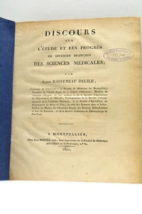 Livre ancien Raffeneau Delile sur l'étude et les progrès de la médecine 1821 - Picture 1 of 6