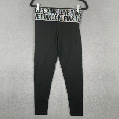 Victoria's Secret Pink Yoga Leggings Womens Small Sequin Waistband Love Pink - Image 1 of 4
