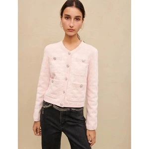 Giacca maglione cardigan maglia testurizzata rosa Maje donna Madere taglia 3 grande rosa - Foto 1 di 12
