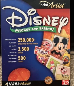 Print Artist: Disney Mickey and Friends PC, 2001 Scrapbooking, Greeting Cards - Picture 1 of 12