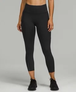 Lululemon Fast and Free HR Crop Tight 23’’ Reflective US 6 UK 10 Black LW6AUXS - Picture 1 of 10