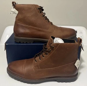 Cole Haan Grand+ Brown Leather Lug Boots Water-Resistant C39937 Mens Size 10.5 M - Picture 1 of 7