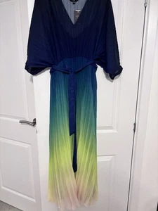 Joanna Hope Navy and Green Ombré Size 16 Maxi Dress New With Tags - Picture 1 of 5