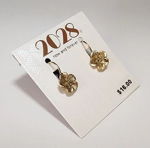 2028 Gold Tone Flower Earrings Simple Floral Drop Dangle Vintage... - Picture 1 of 4