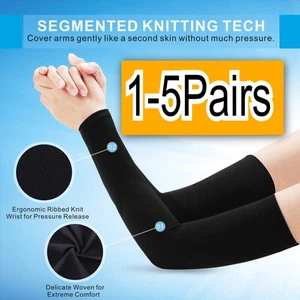 1-5Pair Cooling Arm Sleeves Cover UV Sun Protection Outdoor Sports for Men Women - Picture 1 of 28