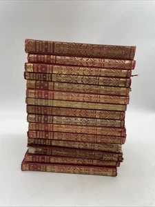 Vintage Rudyard Kipling Book Set x 15 - Leather Red Gold Embossed - Picture 1 of 24
