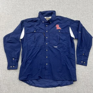 Ole Miss Drake Clothing Company Mens Button Up Short Sleeve XL Vented Fishing - Picture 1 of 11