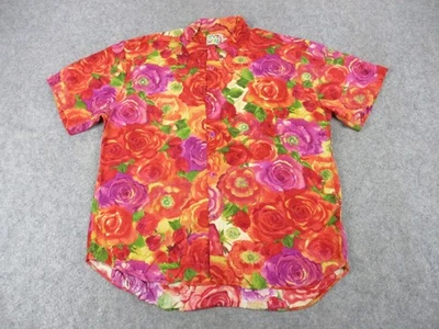Jams World Shirt Mens Medium Red Purple Floral Potpourri Aloha Hawaiian Roses - Image 1 of 4