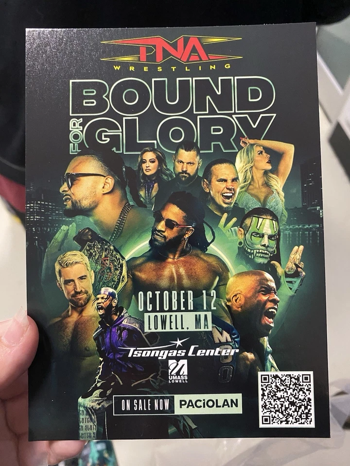 Tarjeta publicitaria exclusiva de TNA Bound For Glory 2025 Jeff Hardy Matt Hardy EN MANO NUEVA Foto 1 de 1