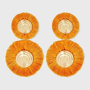 SUGARFIX by BaubleBar Threaded Gold Circle Statement Costume Earrings- Orange - Picture 1 of 1