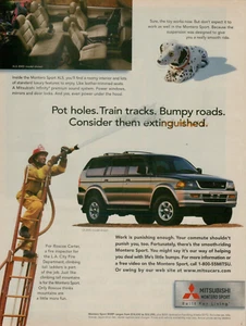 1998 Mitsubishi Montero Sport SUV Pot Holes Train Tracks Roads Original Print Ad - Picture 1 of 2