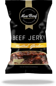 4 x Nive Beef Jerky HEATED GARLIC 50g GRASS FED - NO ADDED HORMONES - Picture 1 of 3