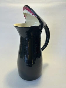 Unique Ceramic Art Pottery Pitcher Face Open Mouth Teeth - Unusual! Signed - Picture 1 of 6