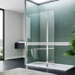 Walk In Shower Enclosure Screen With Flipper Panel Wet Room Clear Glass Cubicle - Picture 1 of 16