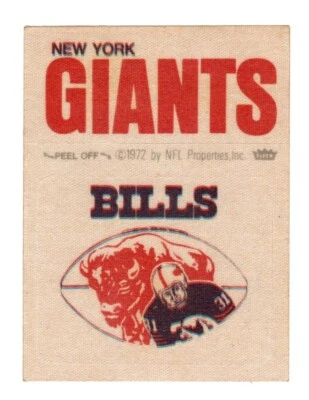 1972 New York Giants and Buffalo Bills calcomanía calcomanía jugador de fútbol americano de la NFL raro Foto 1 de 2