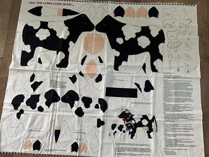 Vintage Cranston Mutter & Baby Holstein Kuh Stoff Handwerk Panel Kuscheltier NEU - Bild 1 von 1