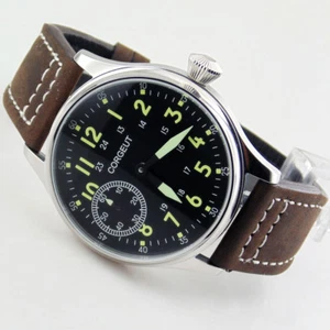 Corgeut 44mm Black Dial Vintage Hand-winding 6497 Mechanical Mens Watch 1905 - Picture 1 of 6