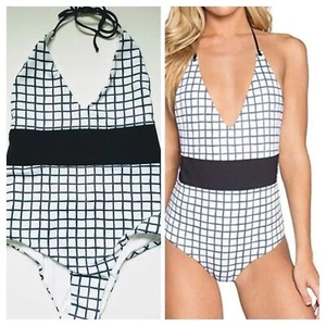 Traje de baño para mujer Tavik Chase rejilla camel negro azul una pieza a cuadros - Imagen 1 de 6