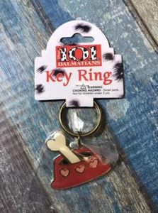 101 dalmatians metal keychain Dog Bone / Bowl Vintage Disney - Picture 1 of 2