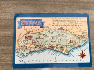 Postcard map of Sussex - Picture 1 of 1