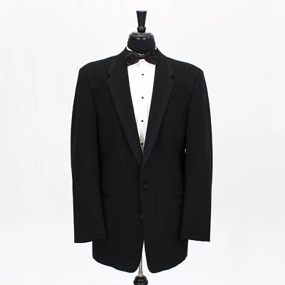 Chaps 42L Black Tuxedo Jacket Blazer Solid 2B Wool - Image 1 of 4