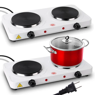 2Pack Electric Double Hot Plate for Cooking Portable Countertop Cast-Iron Burner - Image 1 of 4
