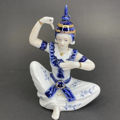 Vintage 1970's Thai Temple Dancer Porcelain 5" Statue Hand-Painted Artist Signed - Image 1 of 4