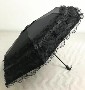 Vintage Lace Parasol Gothic Lolita Umbrella UV Sun Protection Black1 Upgrade - Bild 1 von 5