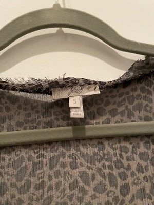 Joie Grey/black leopard print sheer silk fancy top S, oversized fit - Image 1 of 2