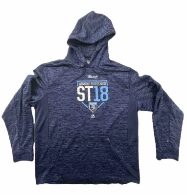 Sudadera con Capucha Tampa Bay Rays Majestic Para Hombre Grande Pullover Azul Base Térmica 2018 Foto 1 de 4