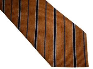 NUEVA Corbata Auténtica YVES SAINT LAURENT Naranja Marino RAYAS 75% LANA 25% SEDA Cuello - Imagen 1 de 10