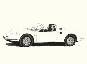 "Dino" Ferrari 20"X30" Automotive Car Art Signed, #'d Giclee R Lewis - Picture 1 of 1