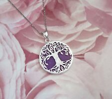 Lucky Grade A Natural Lavender Jade & 925 Sterling Silver Tree of Life Pendant