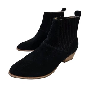 Hush Puppies Black Suede Ankle Boots Womens Size 7 Western Block Heel New - Picture 1 of 14