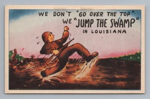 Jump the Swamp in Louisiana Military Comic Humor Vintage Postcard - Picture 1 of 2