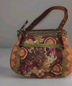  Bolso de Mano Fossil Medios Mixtos Estampado Boho Lona Muy Limpio. Sin rasgaduras ni manchas. - Imagen 1 de 6