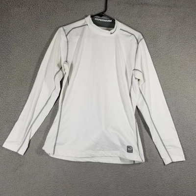 Nike Pro Combat Hyperwarm Shirt Mens Medium White Dri-Fit Fitted Long Sleeve Top - Image 1 of 4