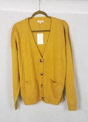 Небеса синий кардиган свитер желтый XL трикотажа кнопка передние карманы уютный осени - Изображение 1 из 4