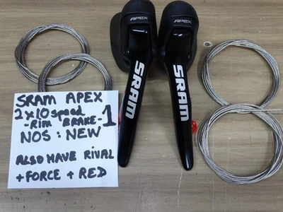 NEW + NOS  SRAM APEX  10 x 2 speed SHIFTERS (rim brakes) + NEW CABLES + NEW  (1) - Image 1 of 4