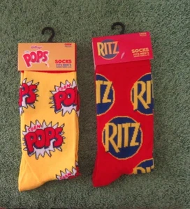 2 Pair Decorative Crew Socks Mens Size 6-12 RITZ, CORN POPS - Picture 1 of 2