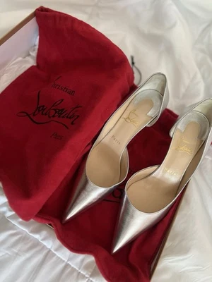 Christian Louboutin IriClare 80 Nappa Silver Red Bottoms Size 8.5 BRAND NEW - Image 1 of 4