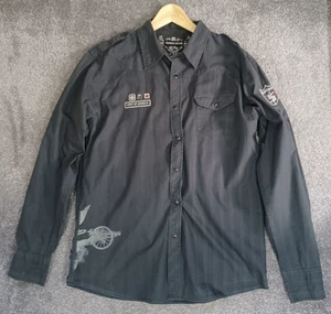 Indigo Star Shirt Mens Extra Large Black Pearl Snap Embroidered City of Angels - Picture 1 of 12