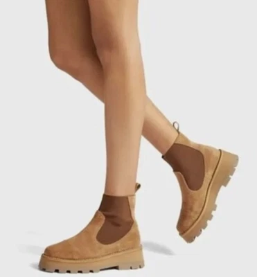 JIMMY CHOO Clayton Botines Planos Gamuza Marrón Cristal Adorno Talla 7 Nuevos Foto 1 de 4