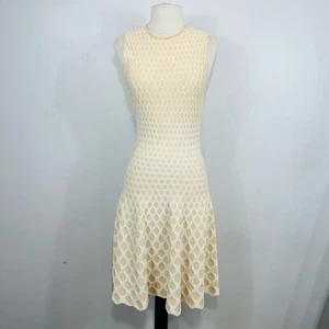 Alexander McQueen Honeycomb Knit Textured Cream and Beige Sleeveless Dress Small - Picture 1 of 12