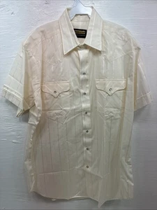 New Men’s Panhandle Slim Yellow Stripe Short Sleeve Pearl Snap 16.5 Large X-40 - Picture 1 of 13