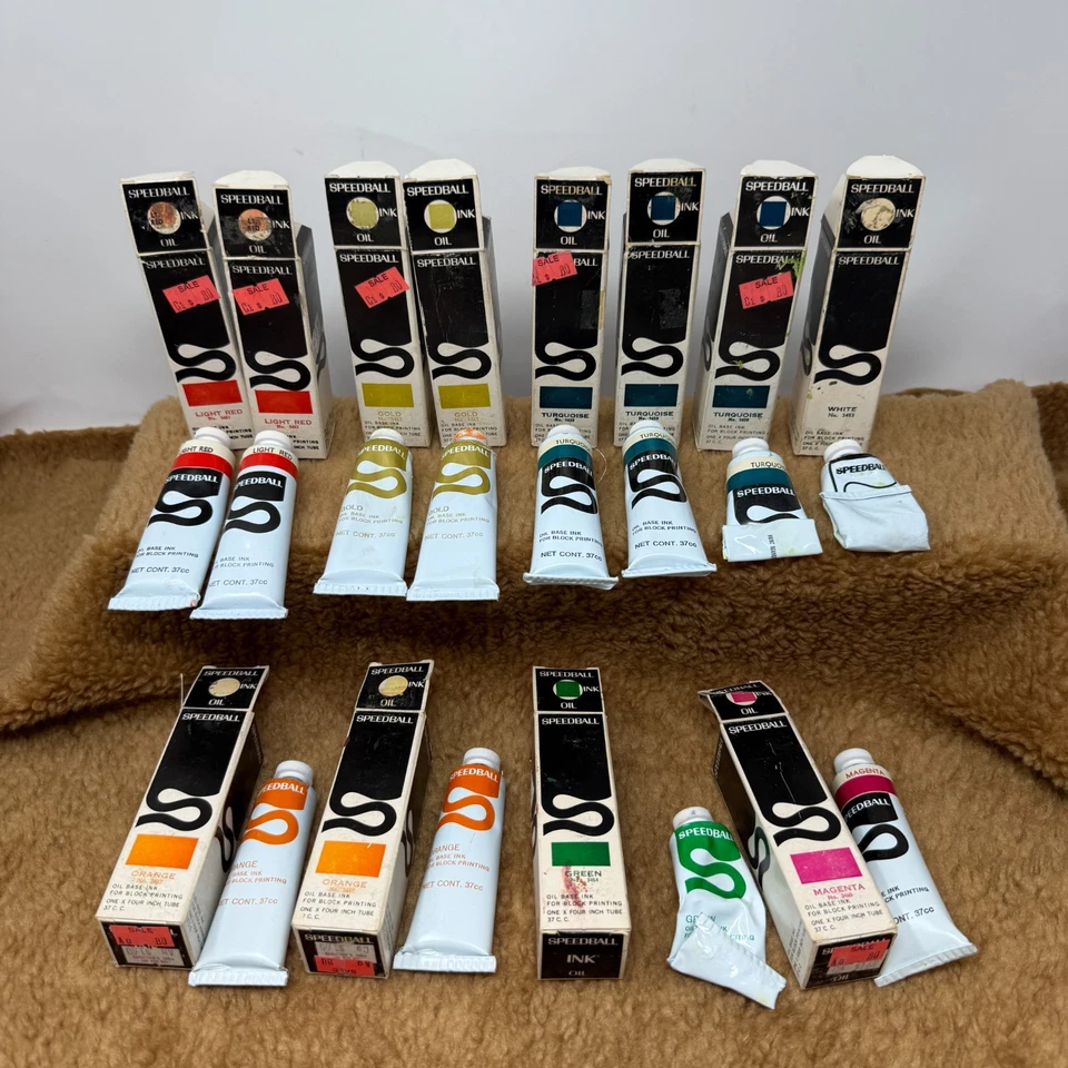 Lote de 12 pinturas de bloque de tinta al óleo Speedball de colección con cajas USADAS ver fotos Foto 1 de 4