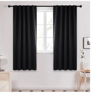 Verdunkelungsvorhänge 2 Paneele, schwarz, 38 B x 63 L Zoll - Bild 1 von 6