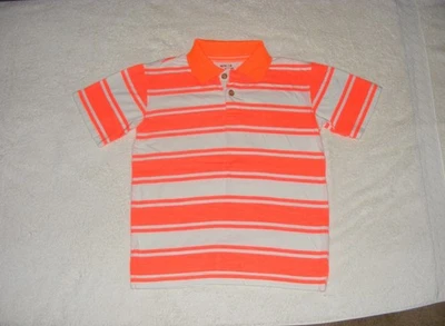 Children's Place Orange/White Striped Polo Shirt - Size 7/8 - Image 1 of 2