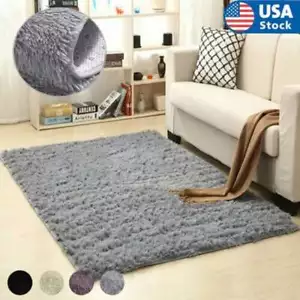 Soft Fluffy Rugs Anti-Skid Shaggy Area Rug Carpet Rectangle Floor Mat Bedroom US - Picture 1 of 19
